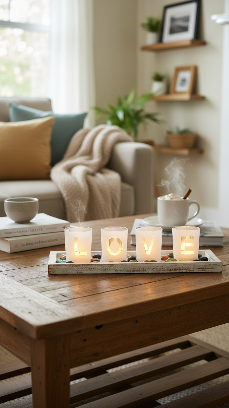 Bougeoirs en Verre 'LOVE' - L'Éclat des Moments Chéris