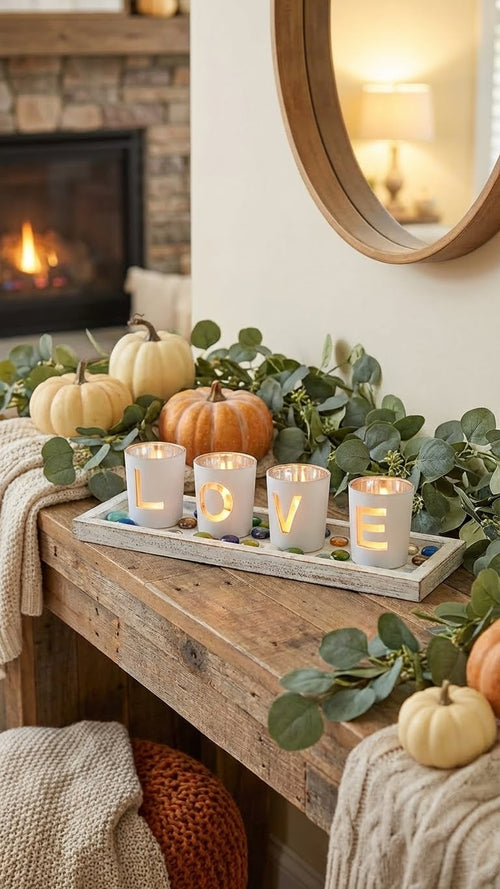 Bougeoirs en Verre 'LOVE' - L'Éclat des Moments Chéris