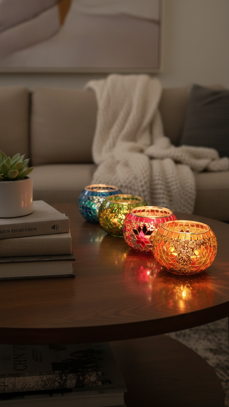 Bougeoirs Mosaïque : Danse de Lumière et d'Âme