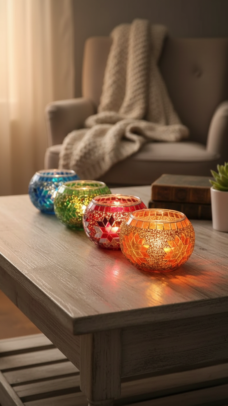 Bougeoirs Mosaïque : Danse de Lumière et d'Âme